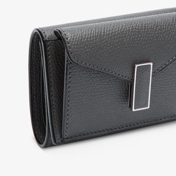 Valextra Iside Compact Wallet with Coin Holder in Smokey Grey | Wallets & Purses | Coveti