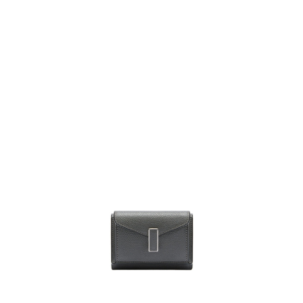 Valextra Iside Compact Wallet with Coin Holder in Smokey Grey | Wallets & Purses | Coveti