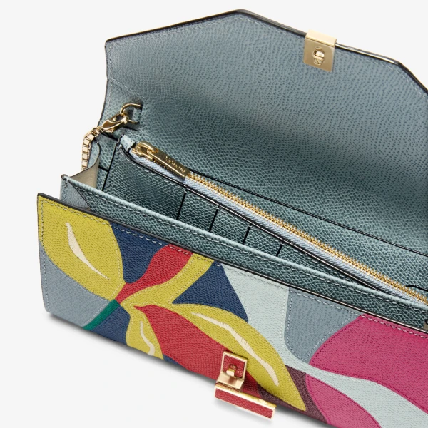 Valextra Iside Continental Lily Purse with Chain in Niagara and Colour Mix | Wallets & Purses | Coveti