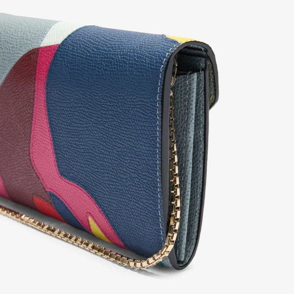 Valextra Iside Continental Lily Purse with Chain in Niagara and Colour Mix | Wallets & Purses | Coveti