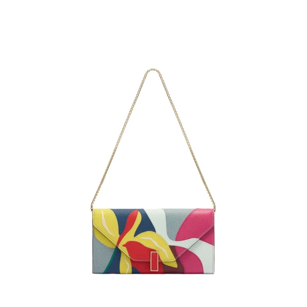 Valextra Iside Continental Lily Purse with Chain in Niagara and Colour Mix | Wallets & Purses | Coveti