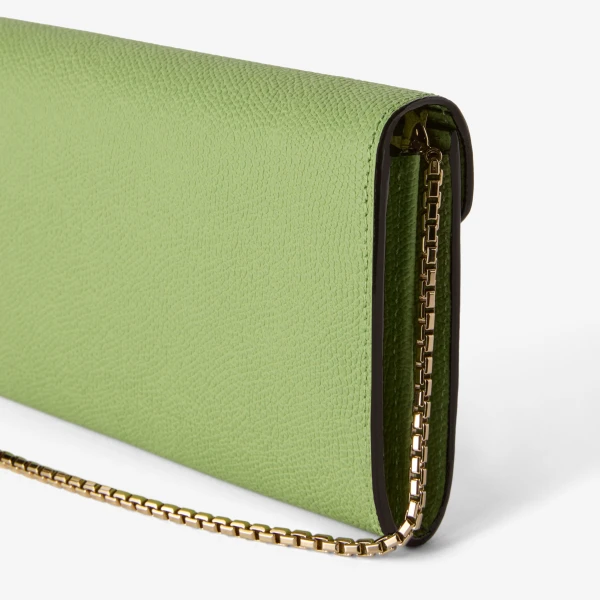Valextra Iside Continental Purse with Chain in Aloe Green | Wallets & Purses | Coveti