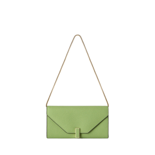 Valextra Iside Continental Purse with Chain in Aloe Green | Wallets & Purses | Coveti