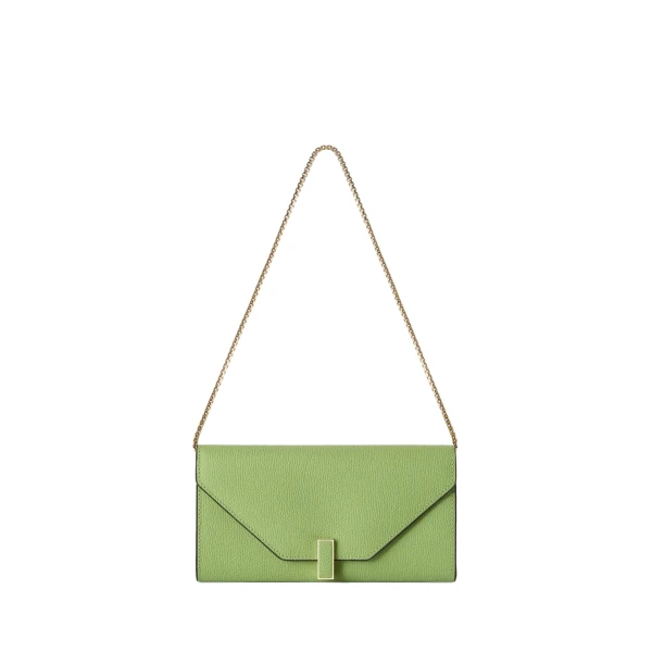 Valextra Iside Continental Purse with Chain in Aloe Green | Wallets & Purses | Coveti