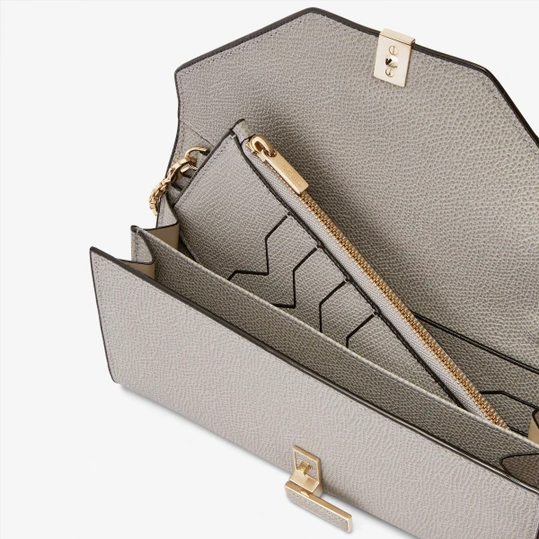 Valextra Iside Continental Purse with Chain in Ash Grey | Wallets & Purses | Coveti