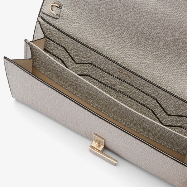 Valextra Iside Continental Purse with Chain in Ash Grey | Wallets & Purses | Coveti
