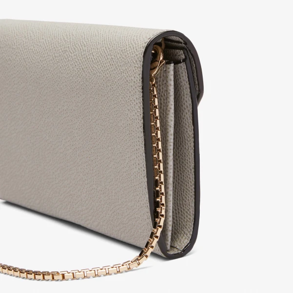 Valextra Iside Continental Purse with Chain in Ash Grey | Wallets & Purses | Coveti