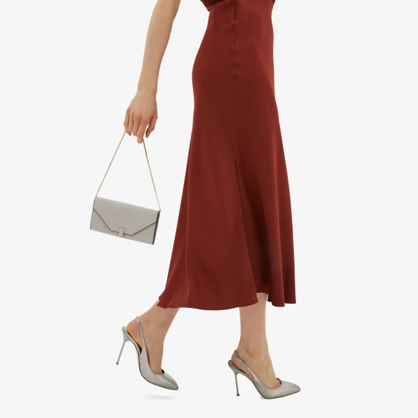 Valextra Iside Continental Purse with Chain in Ash Grey | Wallets & Purses | Coveti