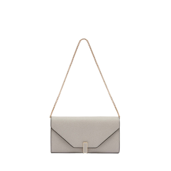 Valextra Iside Continental Purse with Chain in Ash Grey | Wallets & Purses | Coveti