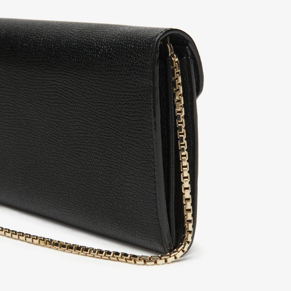 Valextra Iside Continental Purse with Chain in Black | Wallets & Purses | Coveti