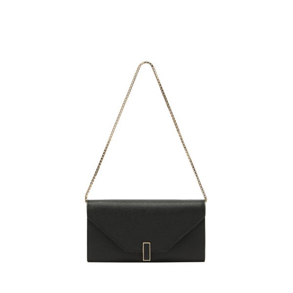 Valextra Iside Continental Purse with Chain in Black | Wallets & Purses | Coveti