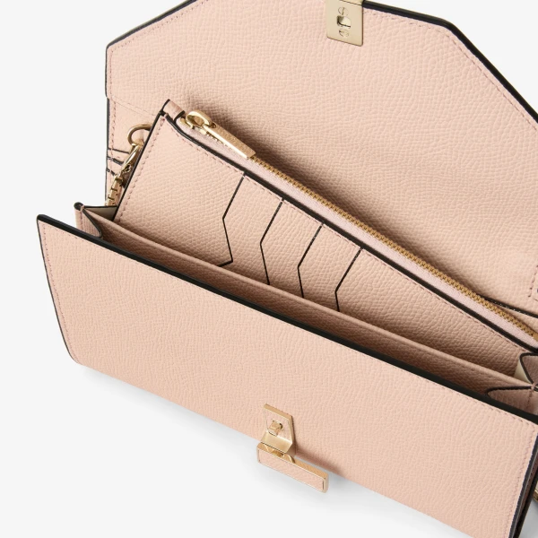 Valextra Iside Continental Purse with Chain in Bonne Mine Pink | Wallets & Purses | Coveti