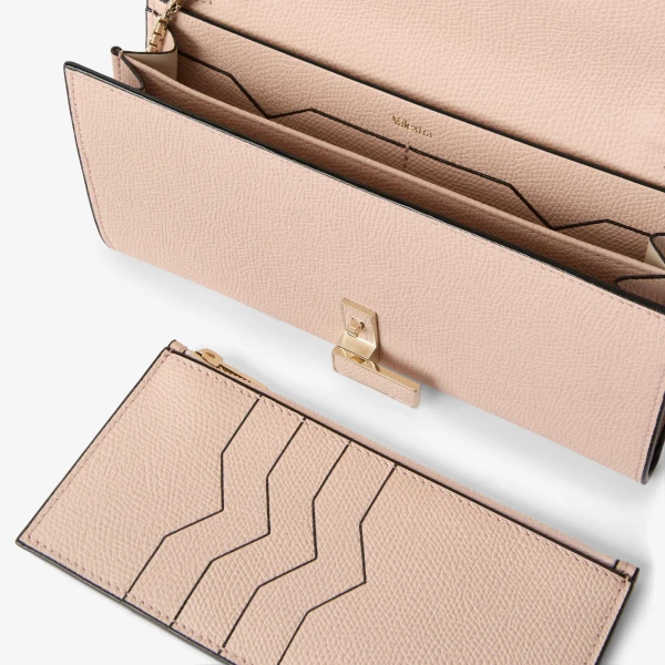 Valextra Iside Continental Purse with Chain in Bonne Mine Pink | Wallets & Purses | Coveti