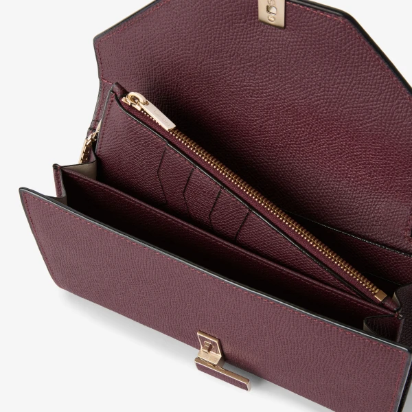 Valextra Iside Continental Purse with Chain in Claret Red | Wallets & Purses | Coveti