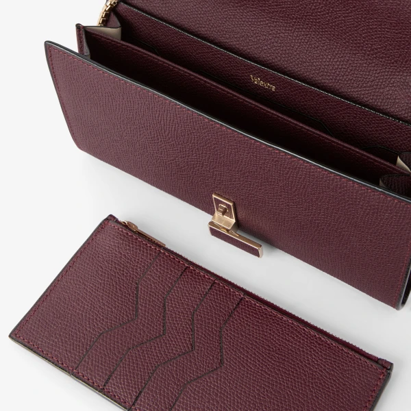 Valextra Iside Continental Purse with Chain in Claret Red | Wallets & Purses | Coveti