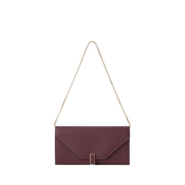 Valextra Iside Continental Purse with Chain in Claret Red | Wallets & Purses | Coveti