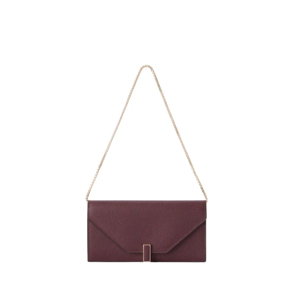 Valextra Iside Continental Purse with Chain in Claret Red | Wallets & Purses | Coveti