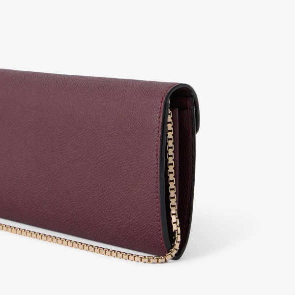 Valextra Iside Continental Purse with Chain in Claret Red | Wallets & Purses | Coveti
