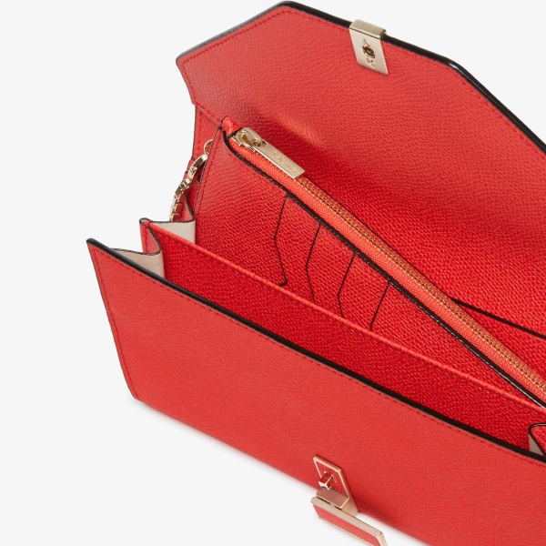 Valextra Iside Continental Purse with Chain in Crimson Red | Wallets & Purses | Coveti