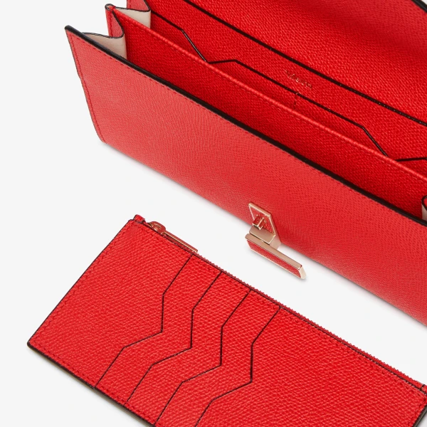 Valextra Iside Continental Purse with Chain in Crimson Red | Wallets & Purses | Coveti
