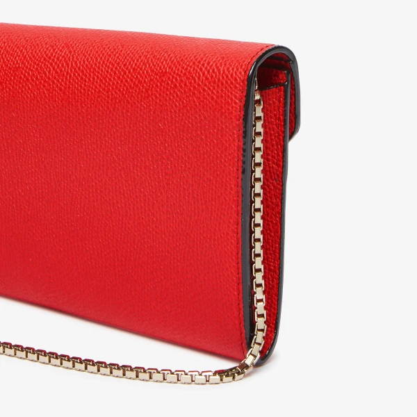 Valextra Iside Continental Purse with Chain in Crimson Red | Wallets & Purses | Coveti