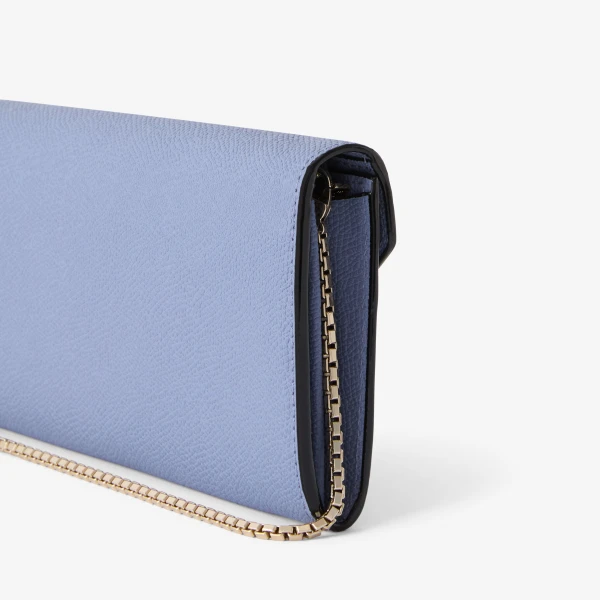 Valextra Iside Continental Purse with Chain in Hydrangea Blue | Wallets & Purses | Coveti