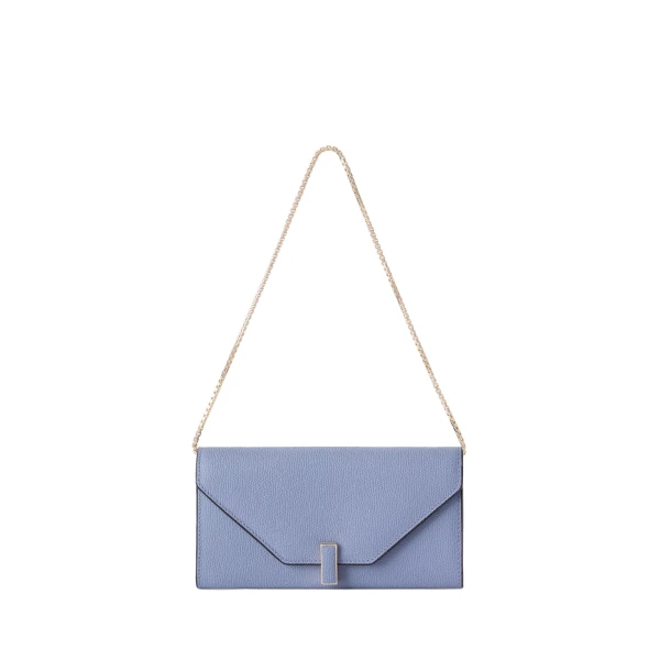 Iside Continental Purse with Chain in Hydrangea Blue