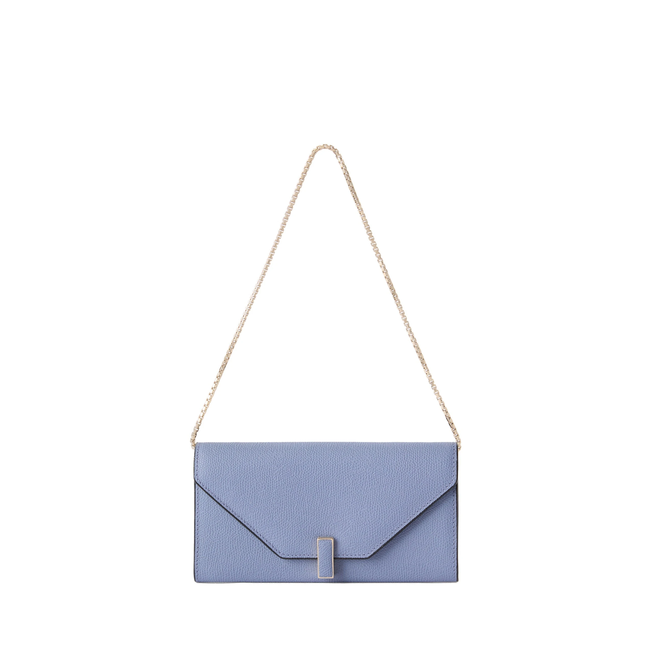 Valextra Iside Continental Purse with Chain in Hydrangea Blue Valextra Iside Continental Purse with Chain in Hydrangea Blue | Wallets & Purses | Coveti
