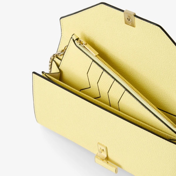 Valextra Iside Continental Purse with Chain in Mimosa Yellow | Wallets & Purses | Coveti