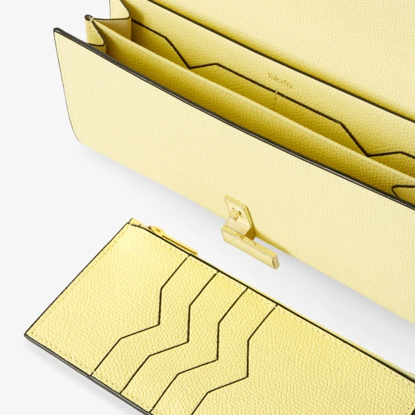 Valextra Iside Continental Purse with Chain in Mimosa Yellow | Wallets & Purses | Coveti