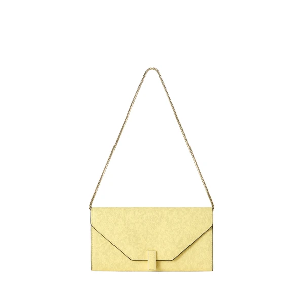Valextra Iside Continental Purse with Chain in Mimosa Yellow | Wallets & Purses | Coveti