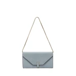 Valextra Iside Continental Purse with Chain in Niagara Blue | Wallets & Purses | Coveti