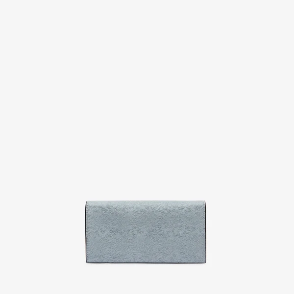 Valextra Iside Continental Purse with Chain in Niagara Blue | Wallets & Purses | Coveti