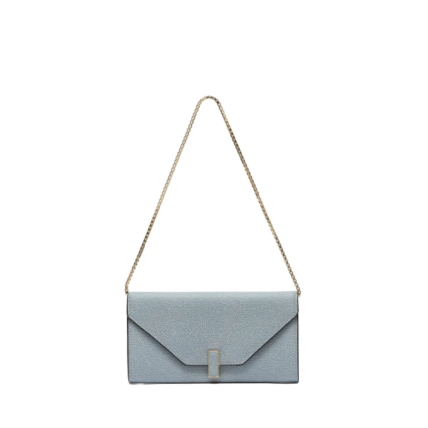 Iside Continental Purse with Chain in Niagara Blue