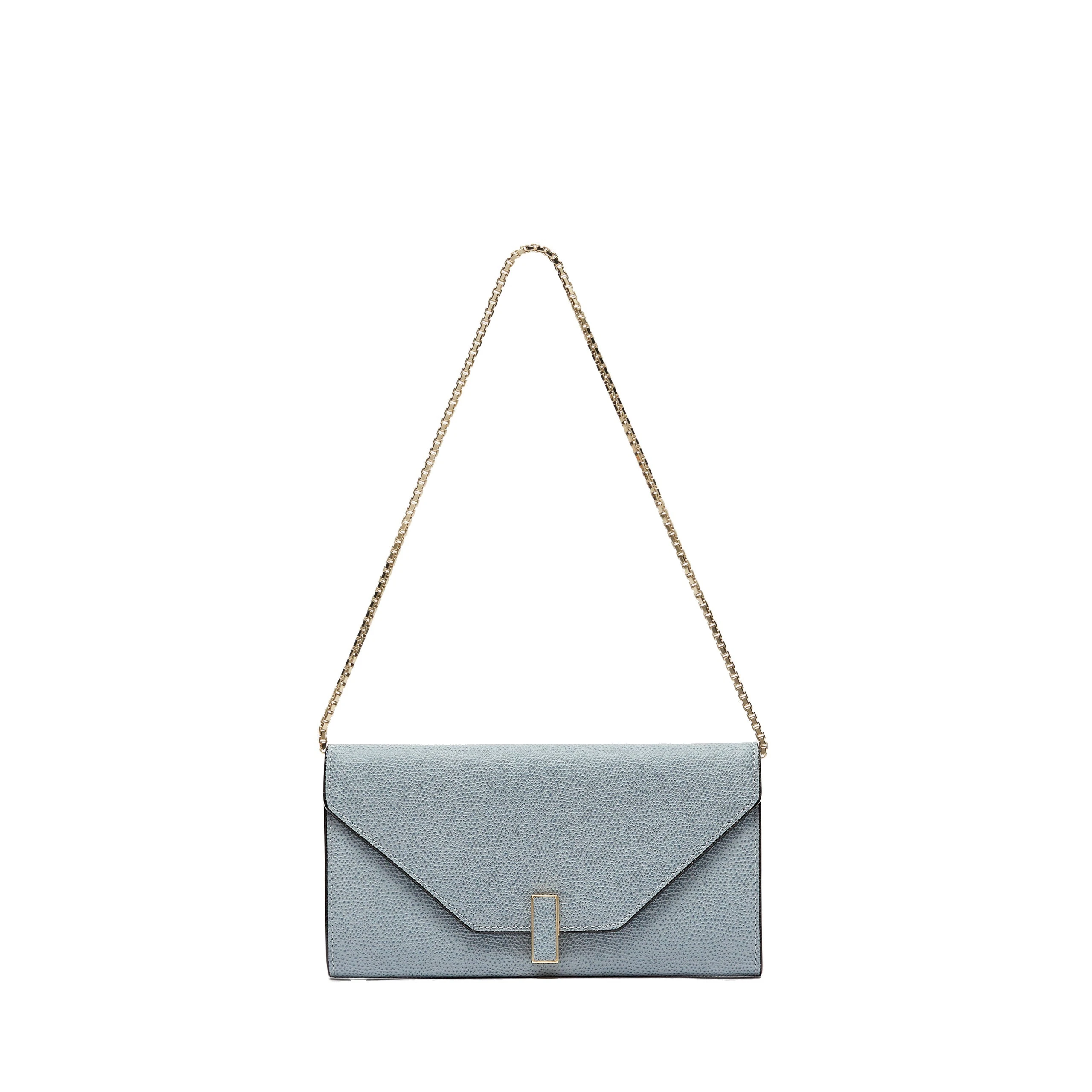 Valextra Iside Continental Purse with Chain in Niagara Blue Valextra Iside Continental Purse with Chain in Niagara Blue | Wallets & Purses | Coveti
