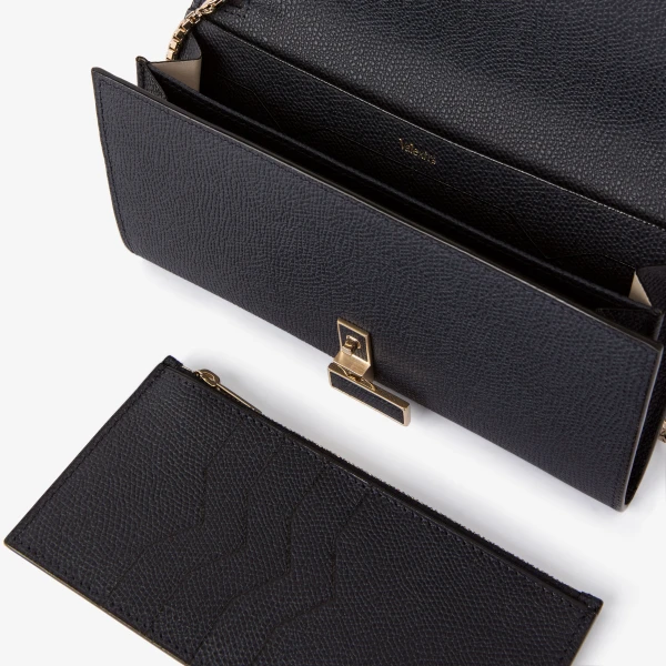 Valextra Iside Continental Purse with Chain in Night Blue | Wallets & Purses | Coveti