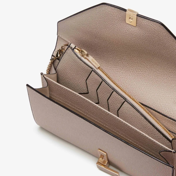 Valextra Iside Continental Purse with Chain in Nude Pink | Wallets & Purses | Coveti