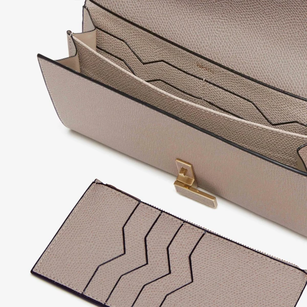 Valextra Iside Continental Purse with Chain in Nude Pink | Wallets & Purses | Coveti