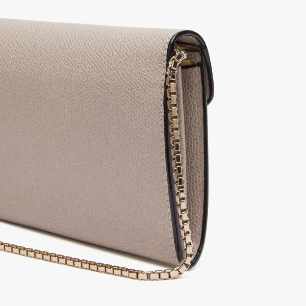 Valextra Iside Continental Purse with Chain in Nude Pink | Wallets & Purses | Coveti