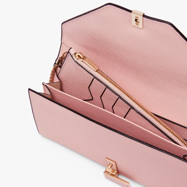 Valextra Iside Continental Purse with Chain in Peony Pink | Wallets & Purses | Coveti