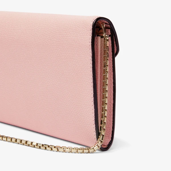 Valextra Iside Continental Purse with Chain in Peony Pink | Wallets & Purses | Coveti