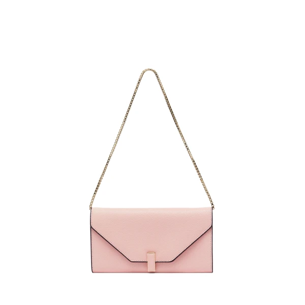 Iside Continental Purse with Chain in Peony Pink