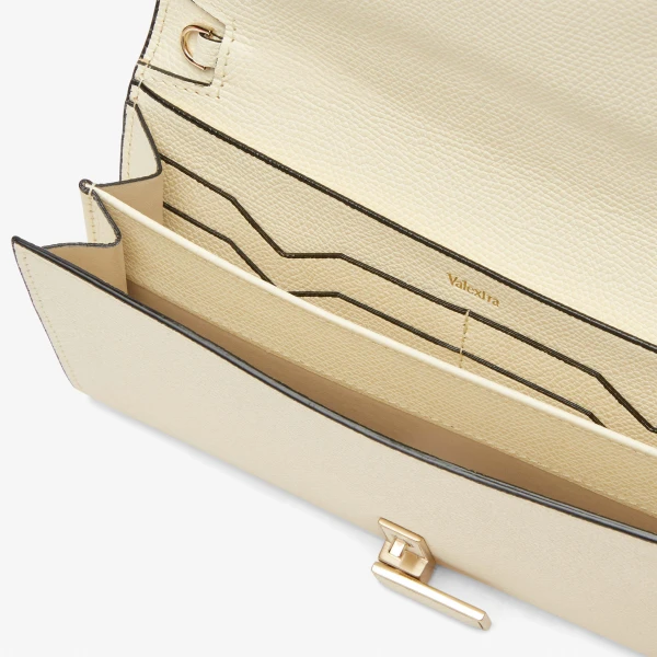 Valextra Iside Continental Purse with Chain in Pergamena White | Wallets & Purses | Coveti