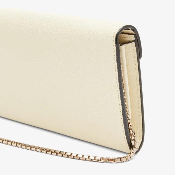 Valextra Iside Continental Purse with Chain in Pergamena White | Wallets & Purses | Coveti