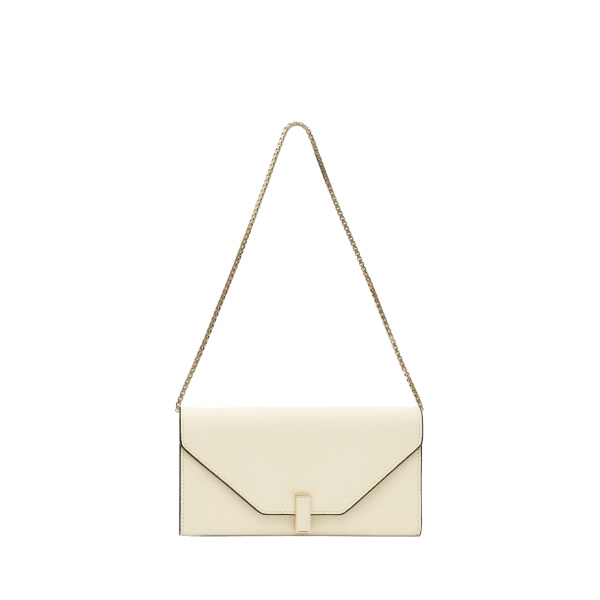 Valextra Iside Continental Purse with Chain in Pergamena White | Wallets & Purses | Coveti