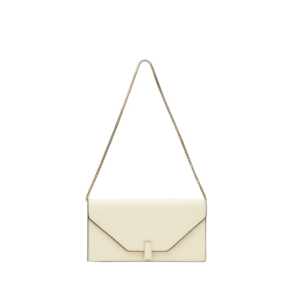 Iside Continental Purse with Chain in Pergamena White
