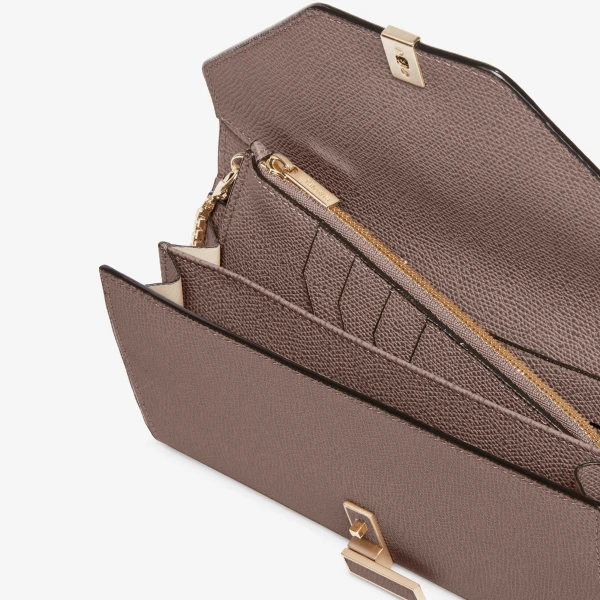 Valextra Iside Continental Purse with Chain in Sahara Brown | Wallets & Purses | Coveti
