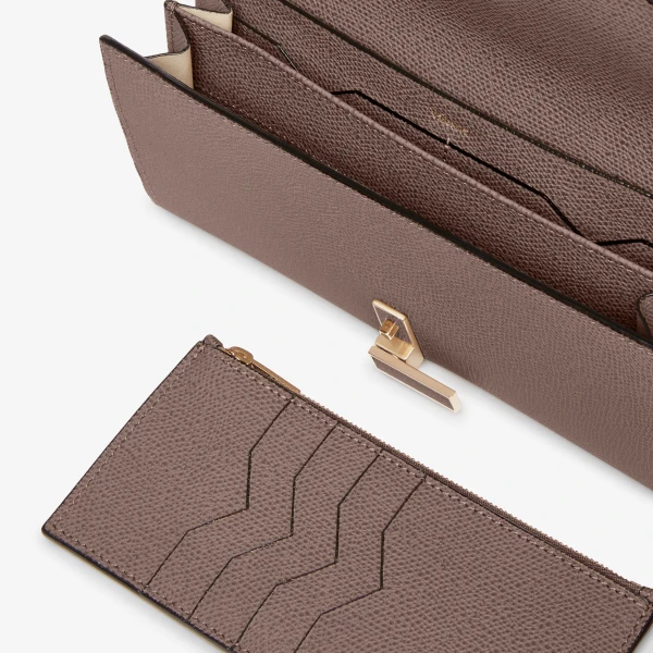 Valextra Iside Continental Purse with Chain in Sahara Brown | Wallets & Purses | Coveti