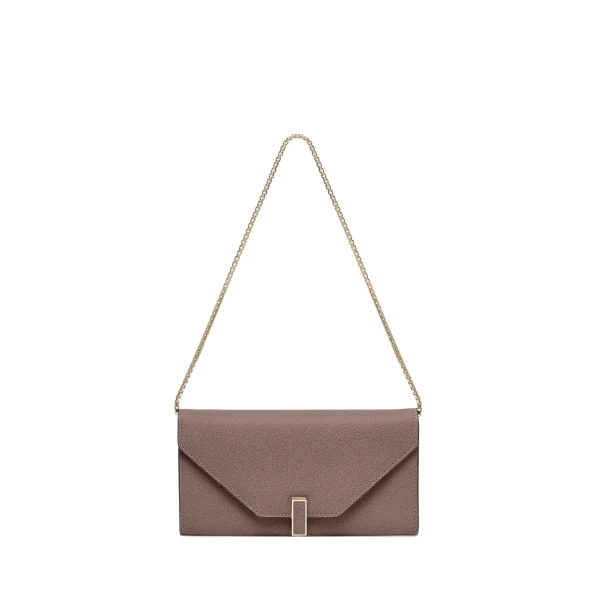 Valextra Iside Continental Purse with Chain in Sahara Brown | Wallets & Purses | Coveti