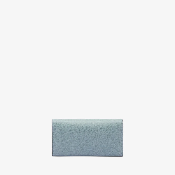 Valextra Iside Continental Purse with Chain in Smokey Blue | Wallets & Purses | Coveti
